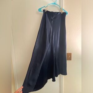 Zara Navy Blue Satin Maxi Skirt Size XS